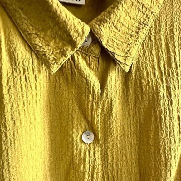 EUC - Chico’s Design Yellow/Green Textured Long Sleeve Blouse/Top Size 12/14 - Picture 4 of 8